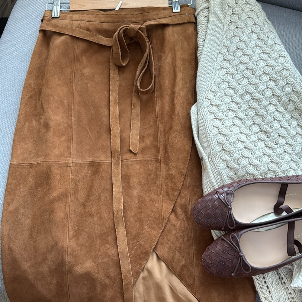 Free People Tan Suede Midi Skirt - Picture 12 of 13